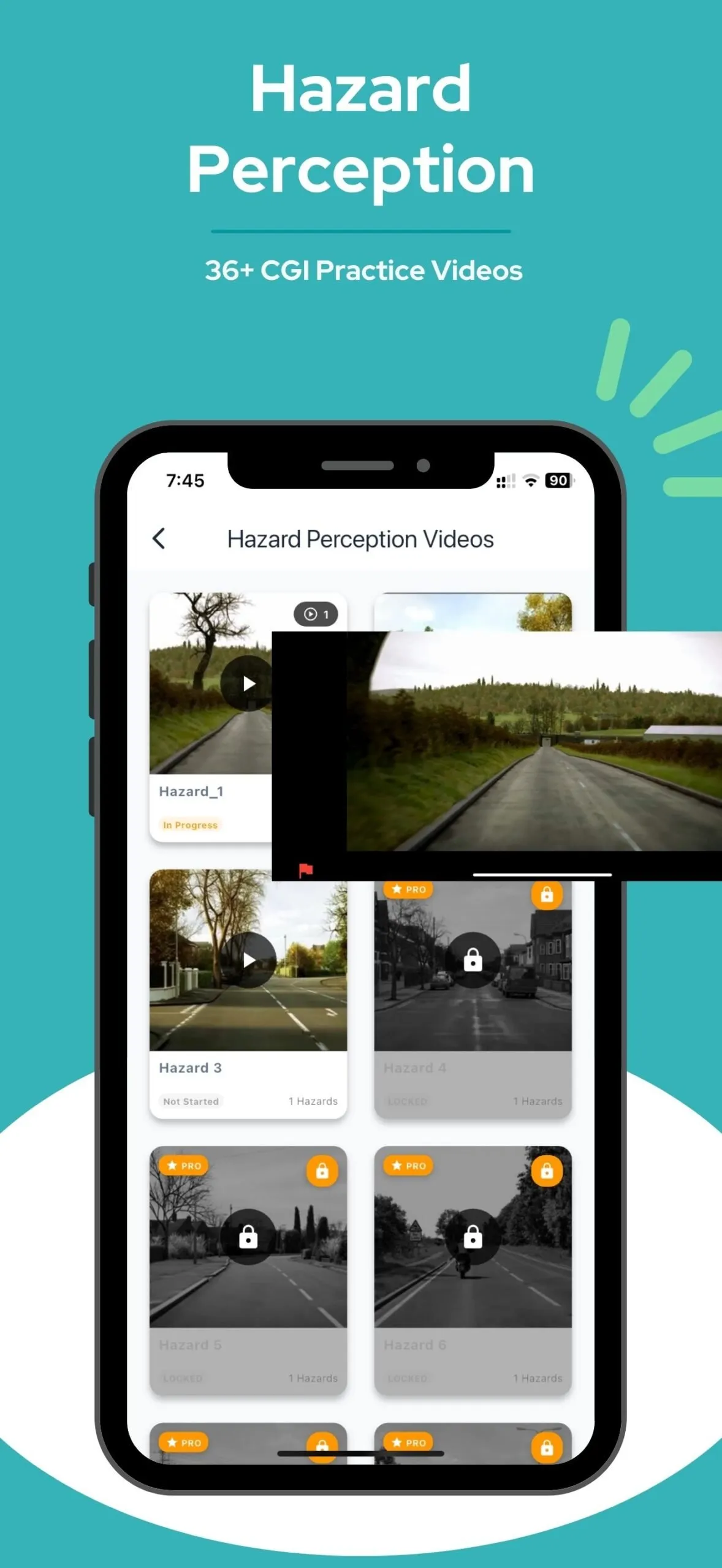 Hazard perception clip playing in the Driving Theory Exam App